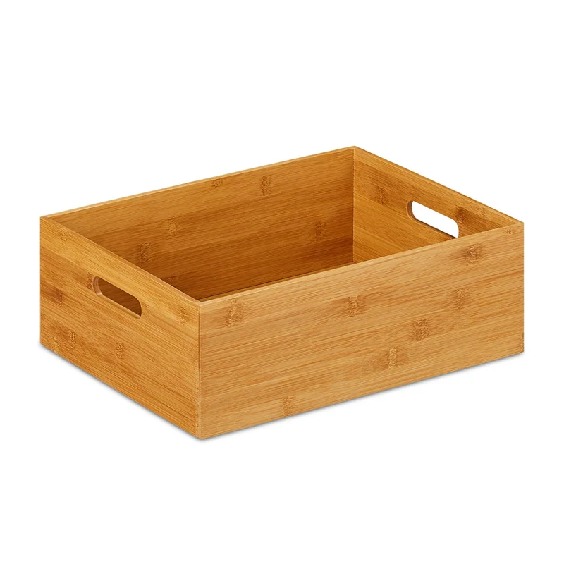 Boîte de rangement multifonctionnelle salon cuisine salle de bain 14 x 40 x 30 cm en bambou naturel 13_0009738