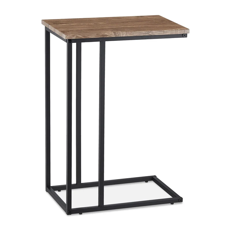 Table d’appoint design industriel moderne forme C 70 x 40 x 60 cm pratique et légère en métal noir 13_0009825