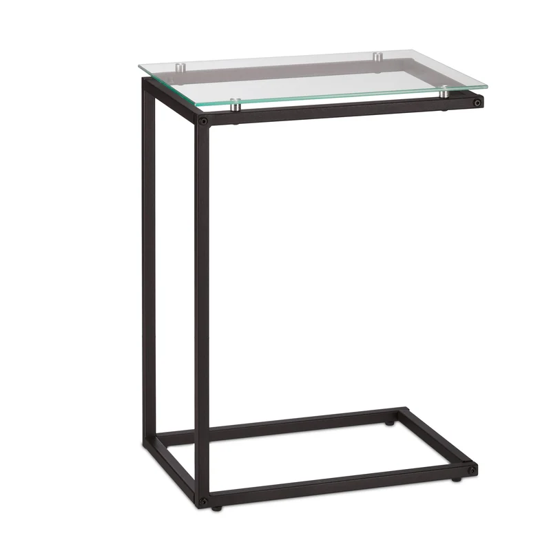 Table d'appoint haute en forme de U 90 x 40 x 50 cm pratique design Bauhaus salon en métal noir 13_0009067