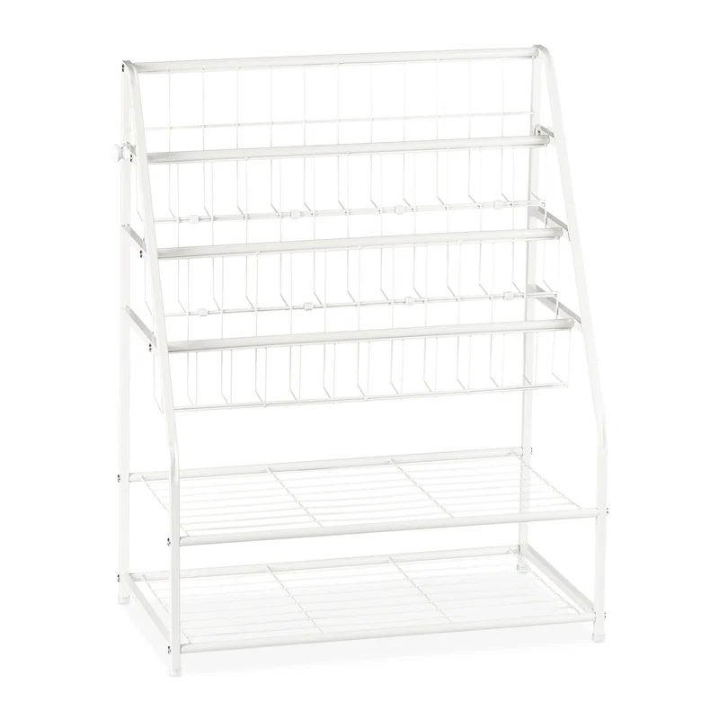 Porte-magazines en métal moderne pour salon chambre d'enfants 81 x 67 x 37 cm avec design grille en métal noir 13_0009950
