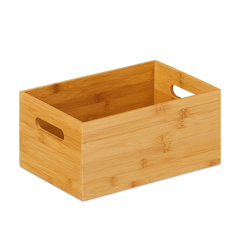 Boîte de rangement multifonctionnelle salon cuisine salle de bain 14 x 40 x 30 cm en bambou naturel 13_0009737