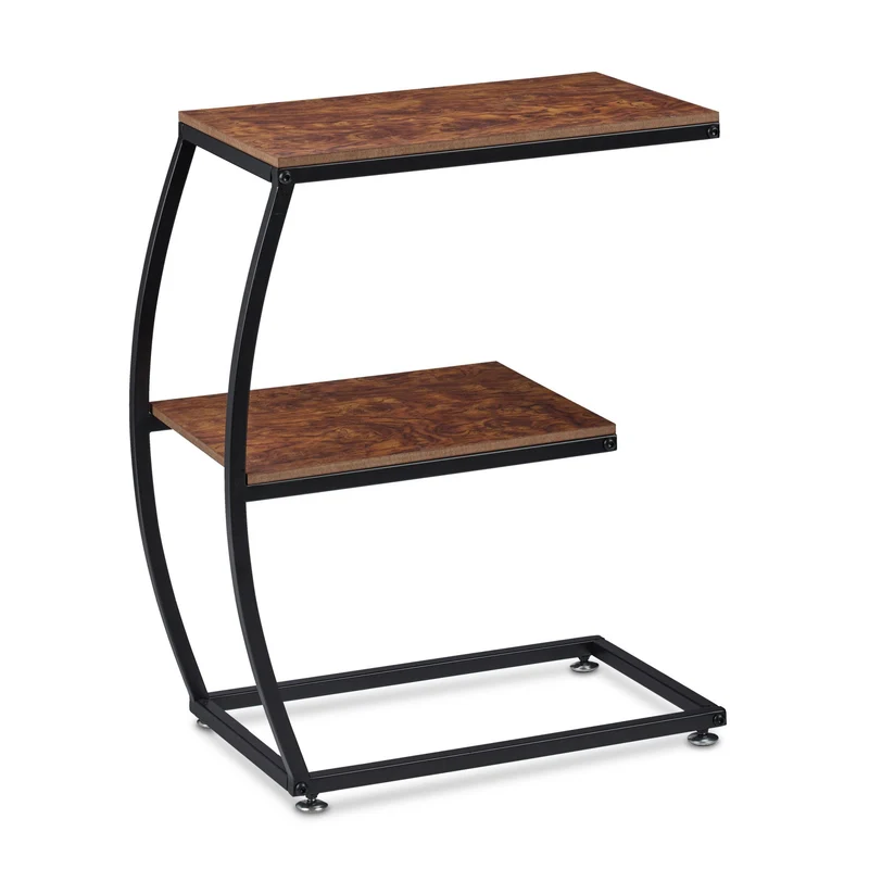 Table d'appoint avec 2 étagères pour salon design moderne 80 x 40 x 60 cm en métal noir 13_0009991