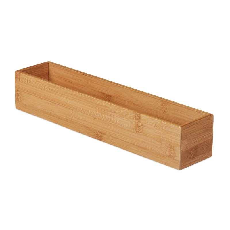 Boîte de rangement oblongue polyvalente 7 x 38 x 8 cm en bambou naturel 13_0009750