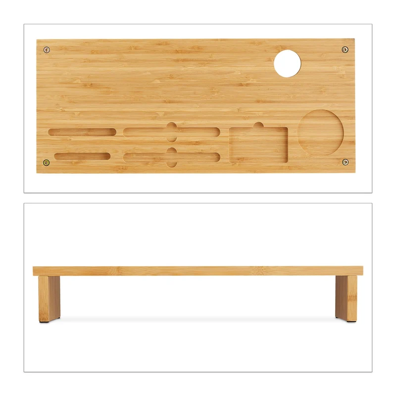 Réhausseur d'écran pratique ergonomique bureau 60 x 25 x 10 cm prévient les douleurs en bambou naturel 13_0010369