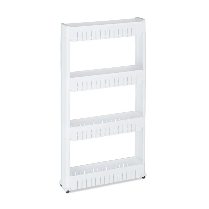 Chariot de rangement à roulettes étagère de cuisine 101 x 12,5 x 54 cm facile à déplacer design moderne en plastique blanc 13_0010083