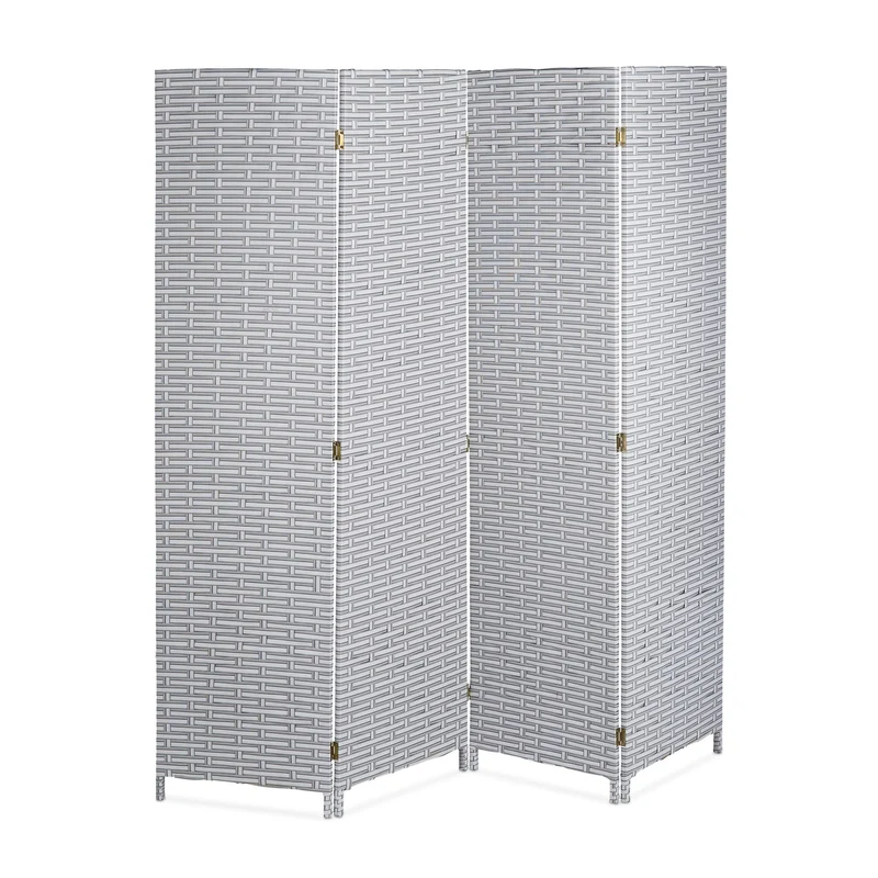 Paravent de séparation pliant pratique design moderne 180 x 180 x 2 cm en plastique blanc 13_0010090