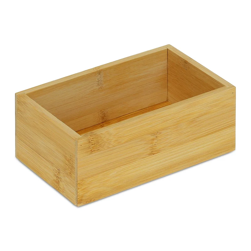 Boîte de rangement rectangulaire polyvalente 30 x 20 x 10 cm pour cosmétiques et outils en bambou naturel 13_0011392
