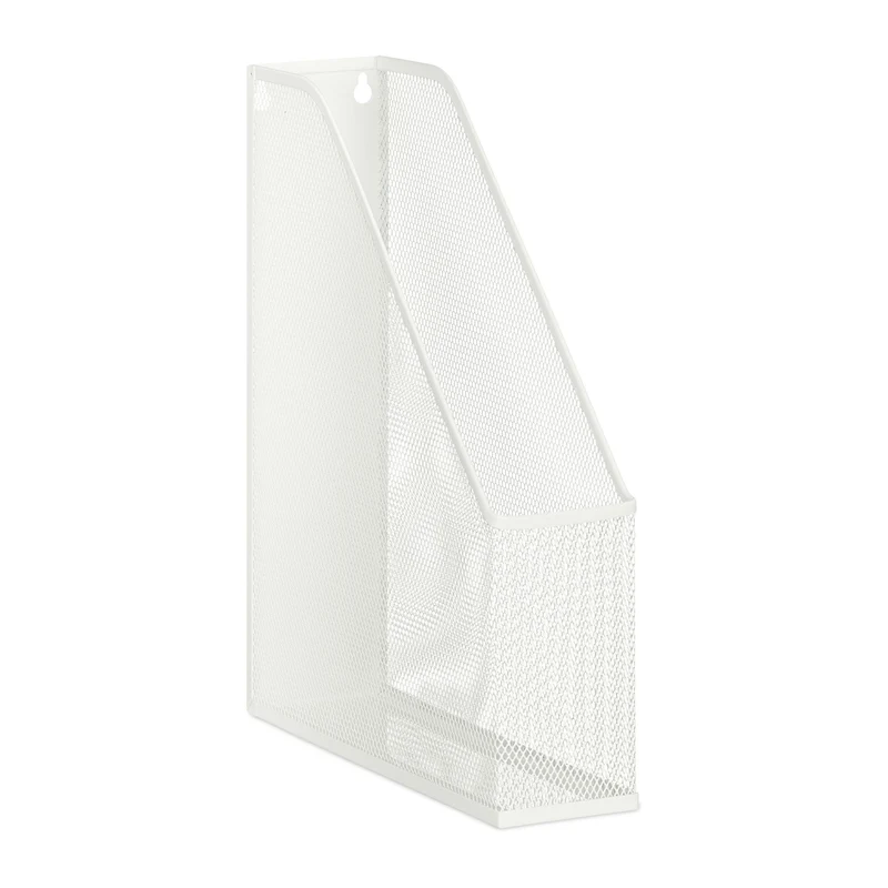 Range-revues à poser design moderne pour bureau 31 x 10 x 23 cm rangement pratique en métal blanc 13_0012577