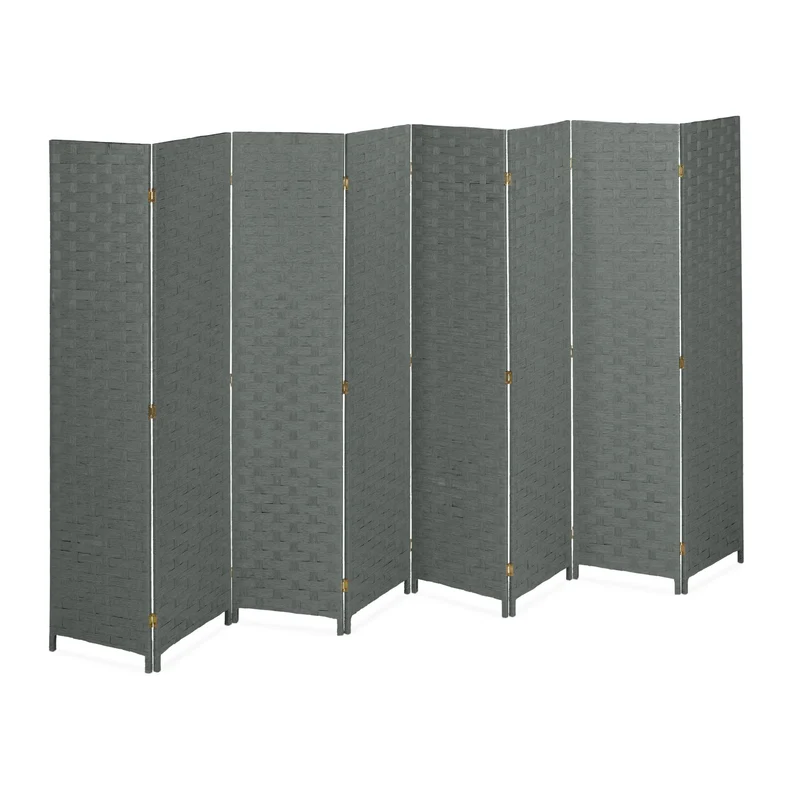 Paravent pliable à 8 volets lumineux salon chambre 180 x 150 x 4 cm en plastique gris 13_0012192