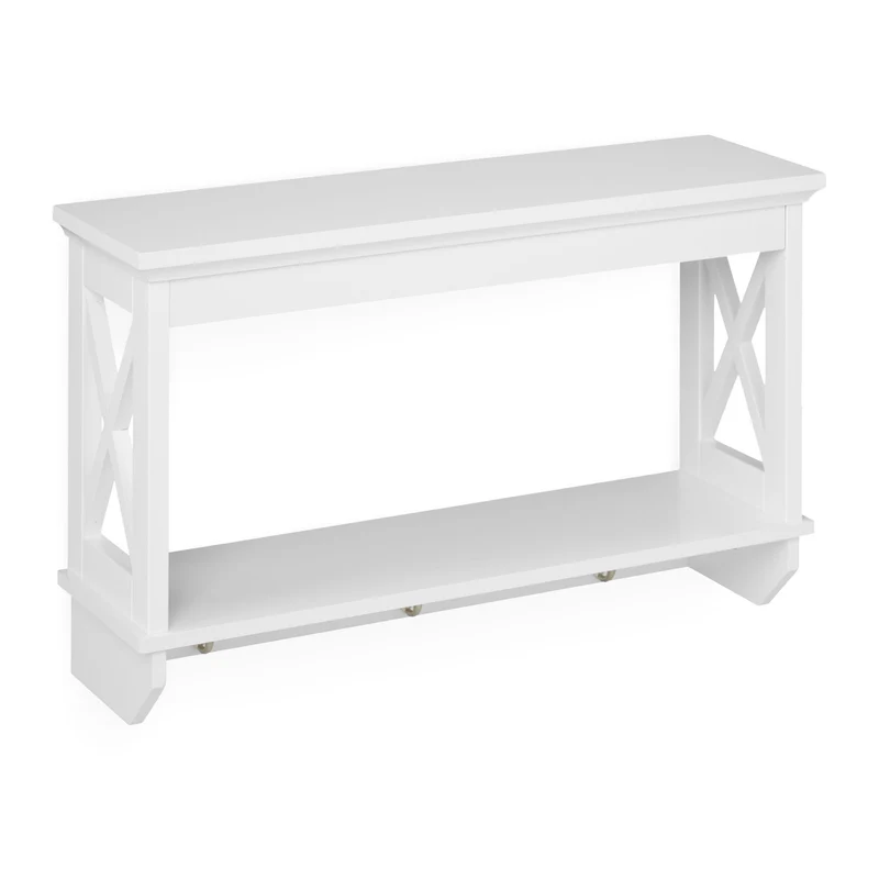 Étagère murale multifonctionnelle finition mate 80 x 27 x 14 cm en bois blanc 13_0010379