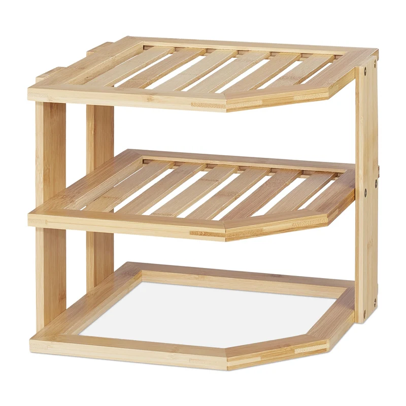 Étagère de coin pratique cuisine 60 x 30 x 30 cm en bambou naturel 13_0011001