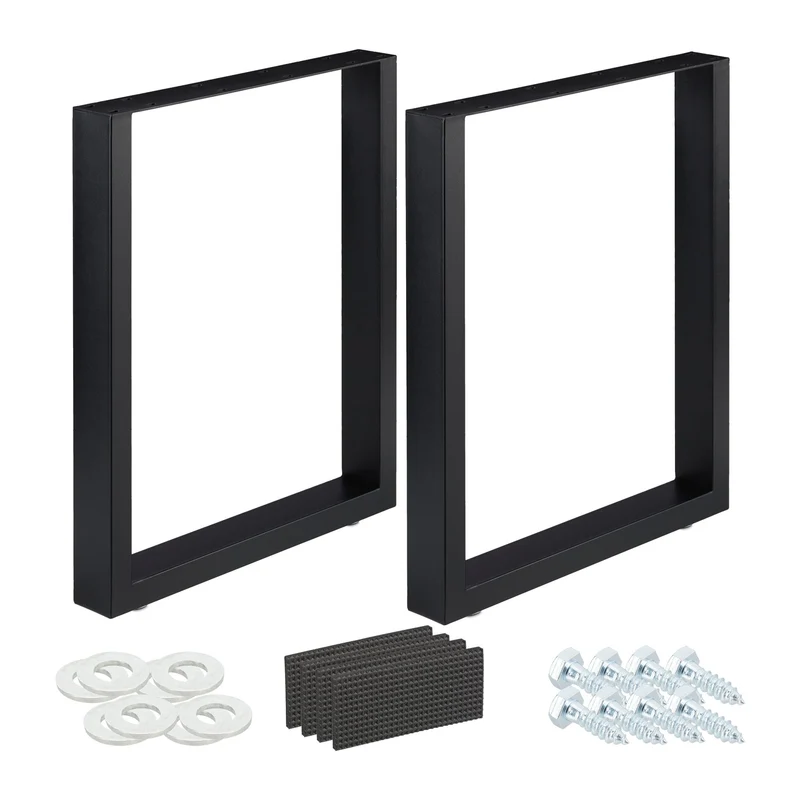 Lot de 2 pieds de table multifonctionnels 1 x 43 x 30 cm design industriel finition mate en acier noir 13_0010093