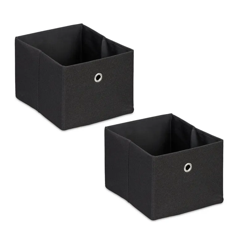 Lot de 2 boîtes de rangement décoratives en tissu pliables 16 x 20,5 x 25 cm en lin gris 13_0013756