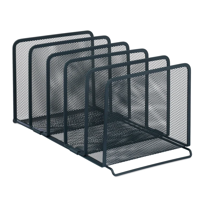 Range-revues pratique bureau 5 compartiments structure organisé 35 x 25 x 25 cm en métal anthracite 13_0012714