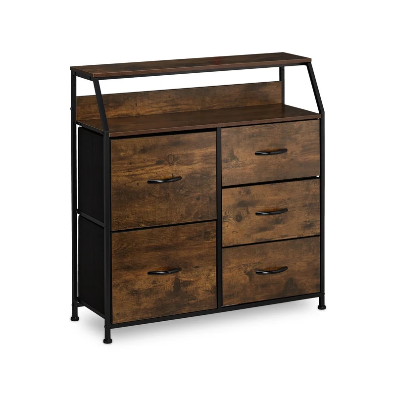 Commode à tiroirs rustique style industriel 90 x 40 x 80 cm grand espace de rangement décoratif en métal noir 13_0010887