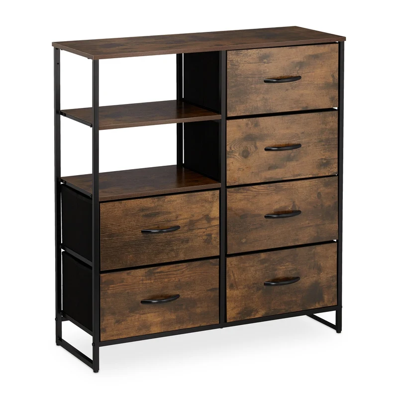 Commode rétro style industriel 6 tiroirs 90 x 40 x 75 cm rangement déco élégance en MDF noir 13_0010895