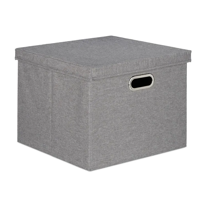 Lot de 2 boîtes de rangement pliantes modernes pratique 34 x 43 x 43 cm en polyester gris 13_0009791