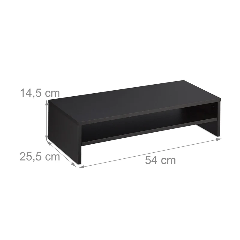 Support pour moniteur ergonomique noir rangement pratique 43 x 25 x 10 cm en bois noir 13_0013859