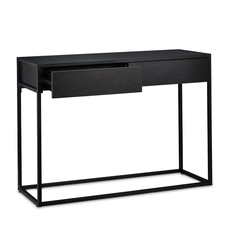 Table console étroite pour couloir rangement décorations 120 x 30 x 75 cm en bois noir 13_0010236