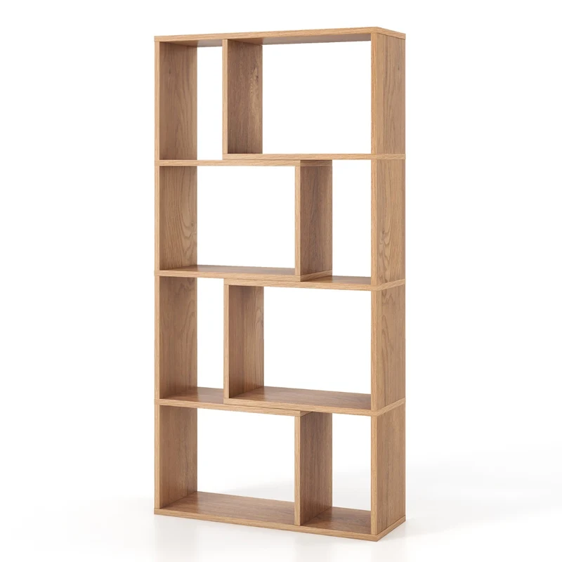 Bibliothèque ouverte géométrique 60 x 20 x 120 cm rangement sécurisé design moderne avec 8 MDF marron 20_0010686
