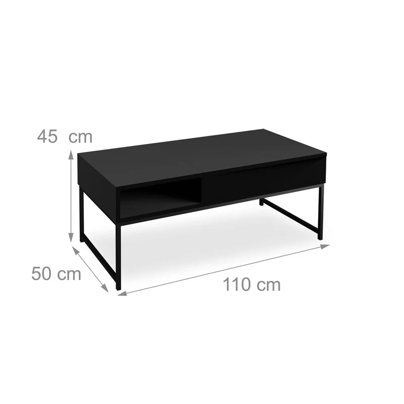 Table basse pliable moderne avec plateau relevable 60 x 110 x 77,5 cm en aggloméré blanc 13_0015741