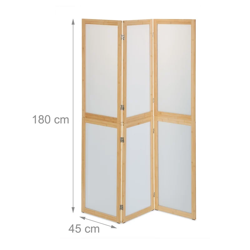 Paravent décoratif pliable 3 volets pratique pour salon chambre 150 x 170 cm en plastique blanc 13_0013744