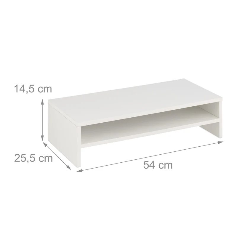 Support d'écran ergonomique moderne bureau 40 x 20 x 10 cm crée espace de rangement en bois blanc 13_0013858