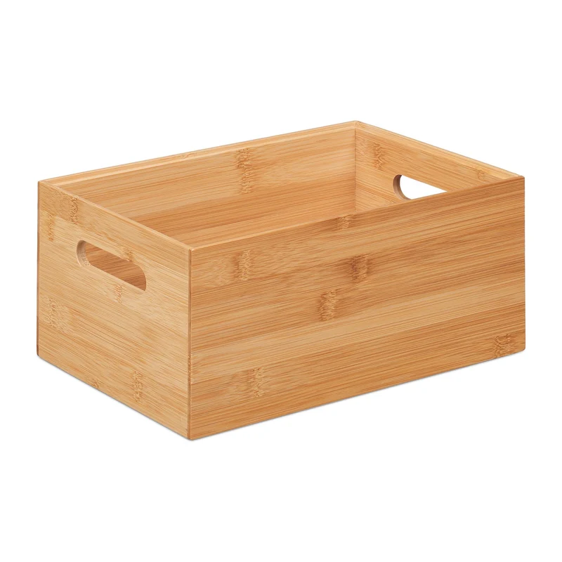 Boîte de rangement empilable pratique salon 14 x 30 x 20 cm en bambou naturel 13_0012728