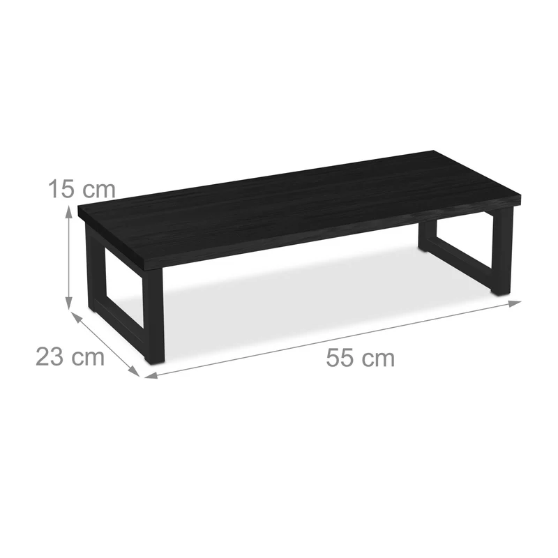 Support pour moniteur moderne bureau 15 x 40 x 23 cm avec rangement pratique et design élégant en MDF noir 13_0015949