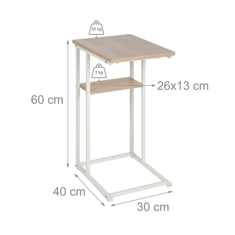 Table d'appoint rectangulaire design contemporain salon 60 x 30 x 60 cm avec deux niveaux en métal noir 13_0017800