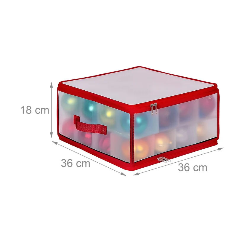 Boîte de rangement pour décorations de Noël 37 x 73 x 36 cm avec séparateurs ajustables en plastique transparent 13_0017993