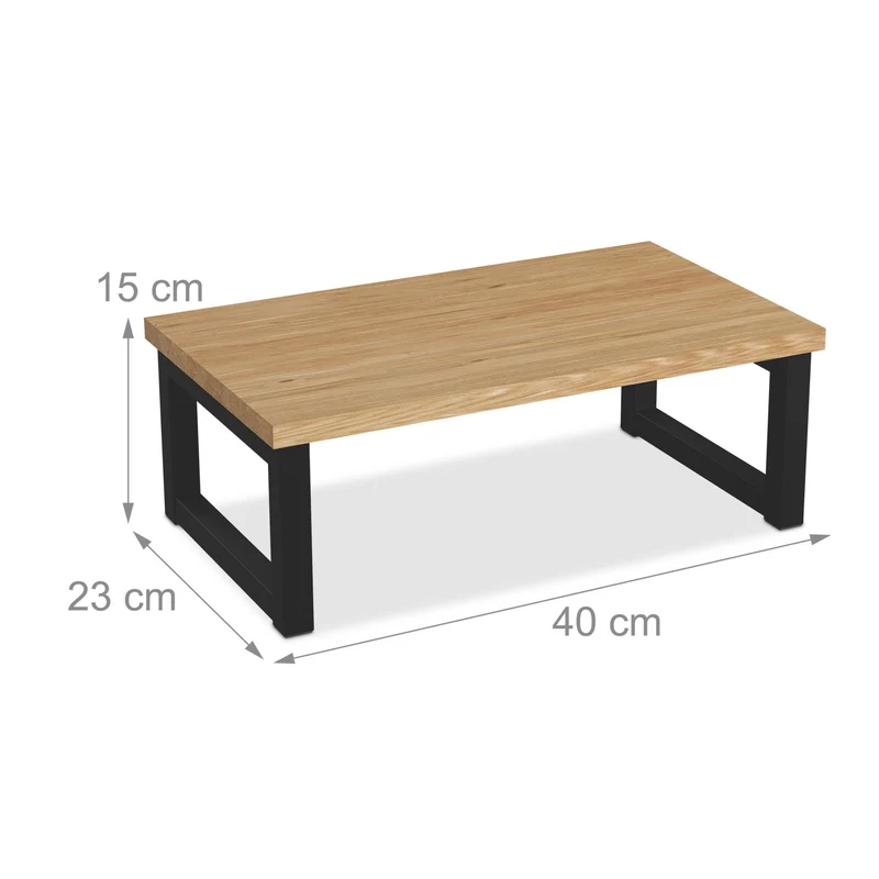 Support pour moniteur ergonomique bureau 15 x 40 x 23 cm espace de rangement design industriel en MDF noir 13_0015948