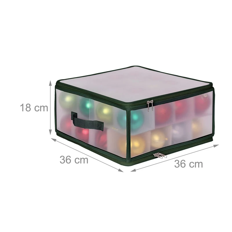 Boîte de rangement pour décorations de Noël 37 x 73 x 36 cm avec séparateurs ajustables en plastique transparent 13_0017996