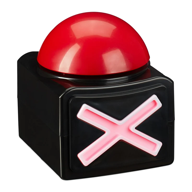 Buzzer de quiz lumineux pour jeux en famille 10 x 10 x 10 cm en plastique rouge 13_0010498