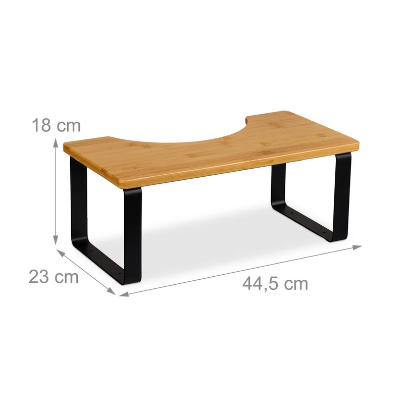 Tabouret de salle de bain ergonomique position accroupie 40 x 30 x 20 cm finition robuste en bambou naturel 13_0016586