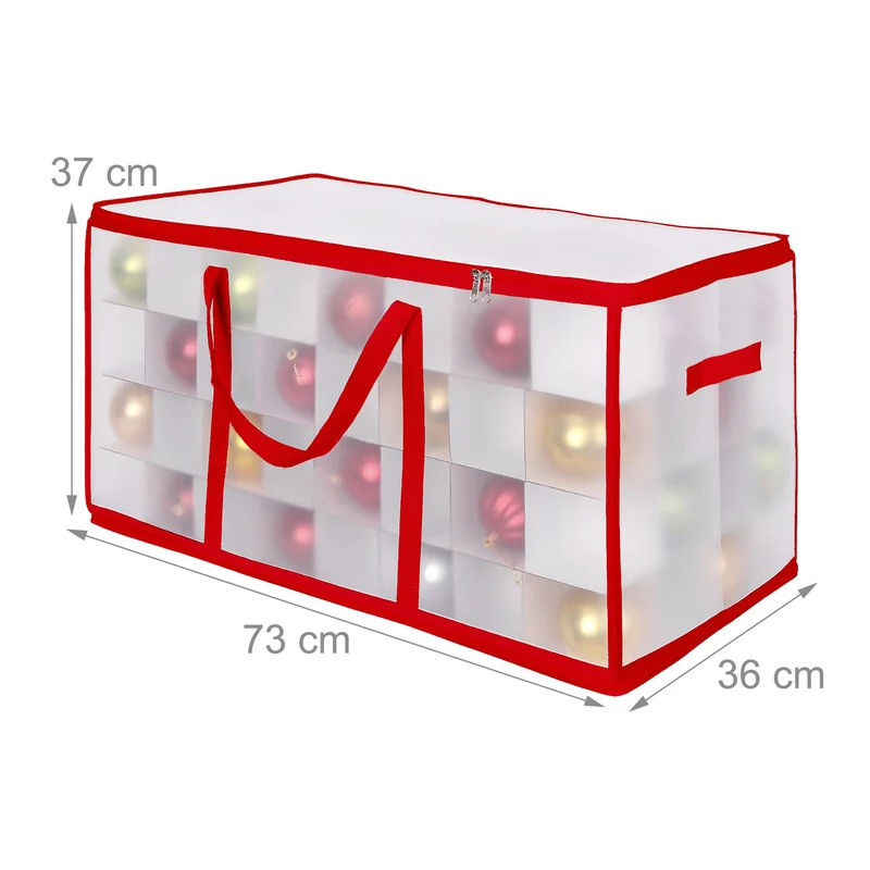 Boîte de rangement pour décorations de Noël 37 x 73 x 36 cm avec séparateurs ajustables en plastique transparent 13_0017995