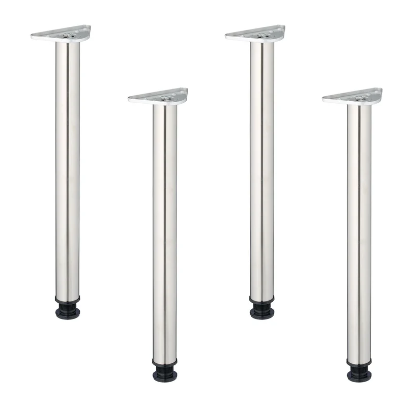 Lot de 4 pieds de table rabattables modernes ajustables 70 x 10 x 10 cm en acier inoxydable brossé 13_0016842
