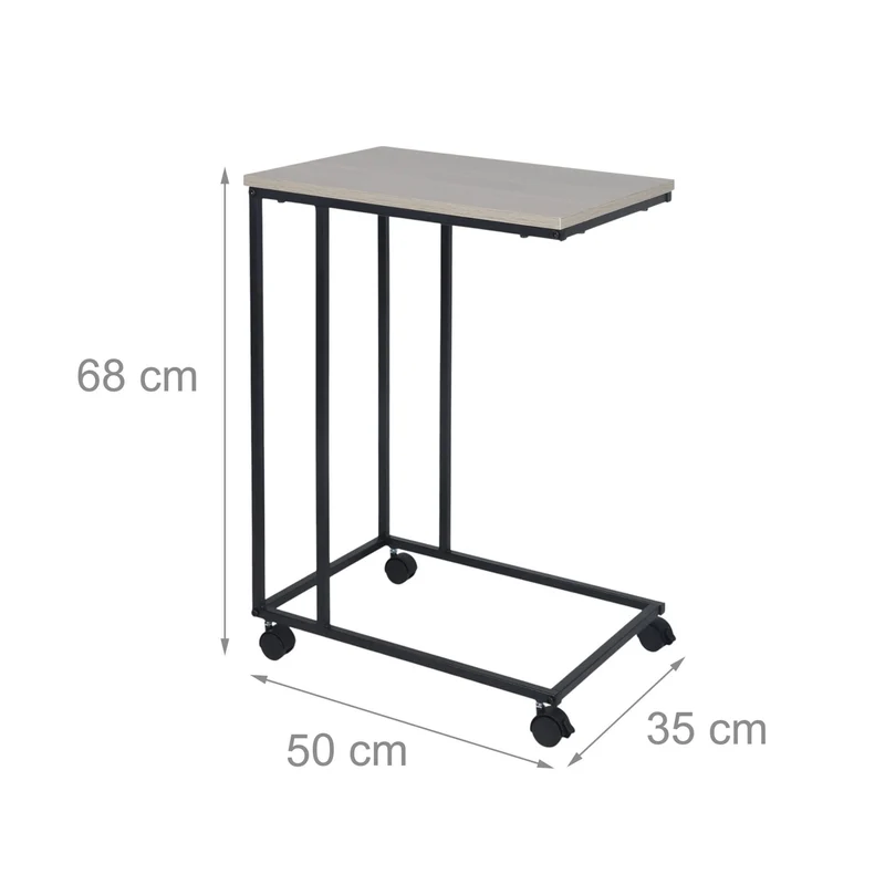 Table d'appoint C avec roulettes salon ou chambre rangement pratique 60 x 40 x 60 cm en bois noir 13_0017796