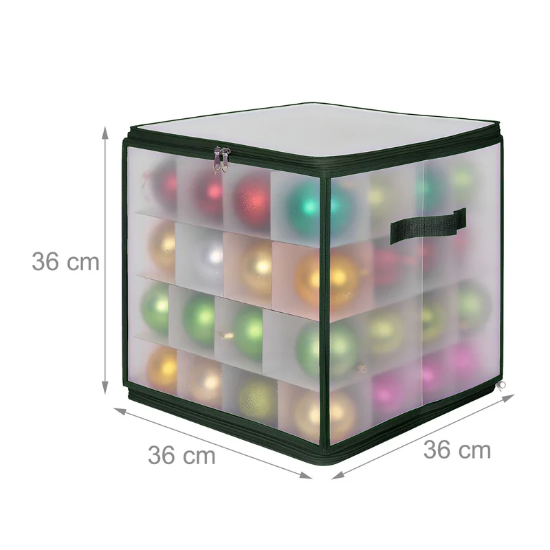 Boîte de rangement pour décorations de Noël 37 x 73 x 36 cm avec séparateurs ajustables en plastique transparent 13_0017997