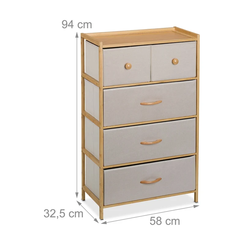 Commode de rangement avec 5 tiroirs élégante salle à manger 94 x 58 x 32,5 cm en MDF beige 13_0015972
