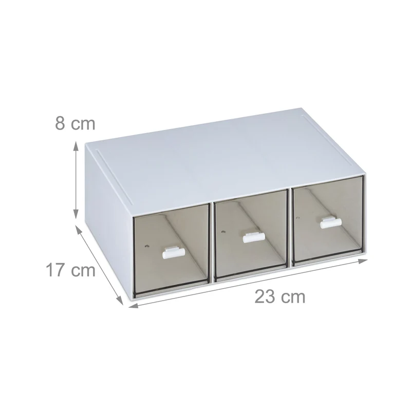 Boîte de rangement empilable 3 compartiments pour thé cosmétique épices 30 x 20 x 10 cm en plastique transparent 13_0014331