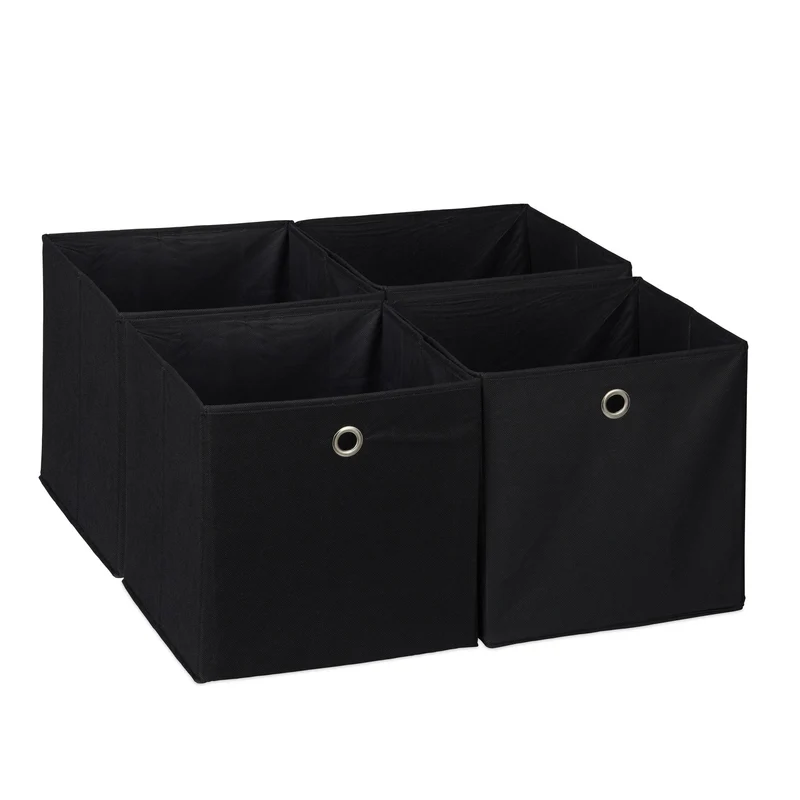 Lot de 4 bacs de rangement pliables pratiques chambre salon 30 x 30 x 30 cm en tissu gris 13_0014533
