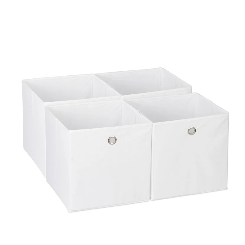 Lot de 4 boîtes de rangement pliables carrées 30 x 30 x 30 cm pour jouets vêtements style moderne en tissu gris 13_0014535