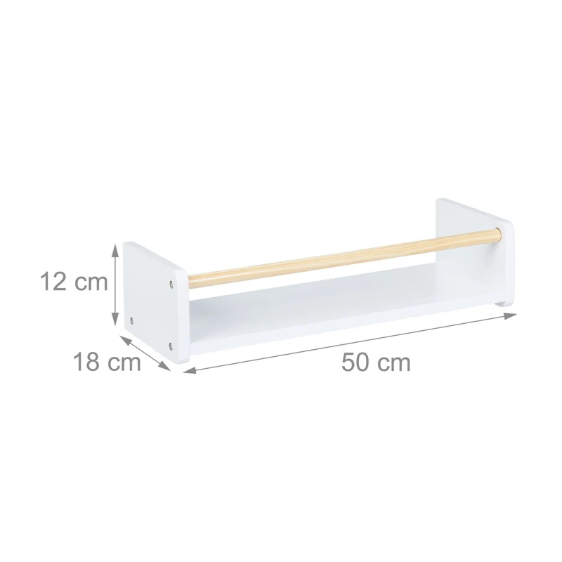 Lot de 3 étagères murales design sobre 80 x 20 x 15 cm parfaites pour livres jouets chambre enfant en bois blanc 13_0016502
