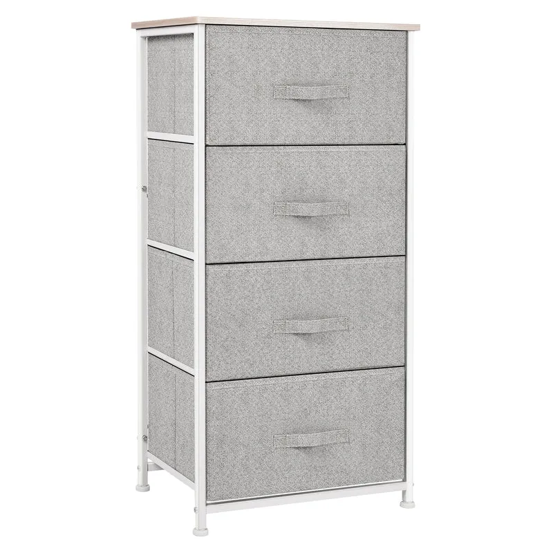 Commode quatre tiroirs chiffonnier 45 x 30 x 92 cm rangement optimisé gain de place style cosy contemporain en MDF blanc 21_0001436