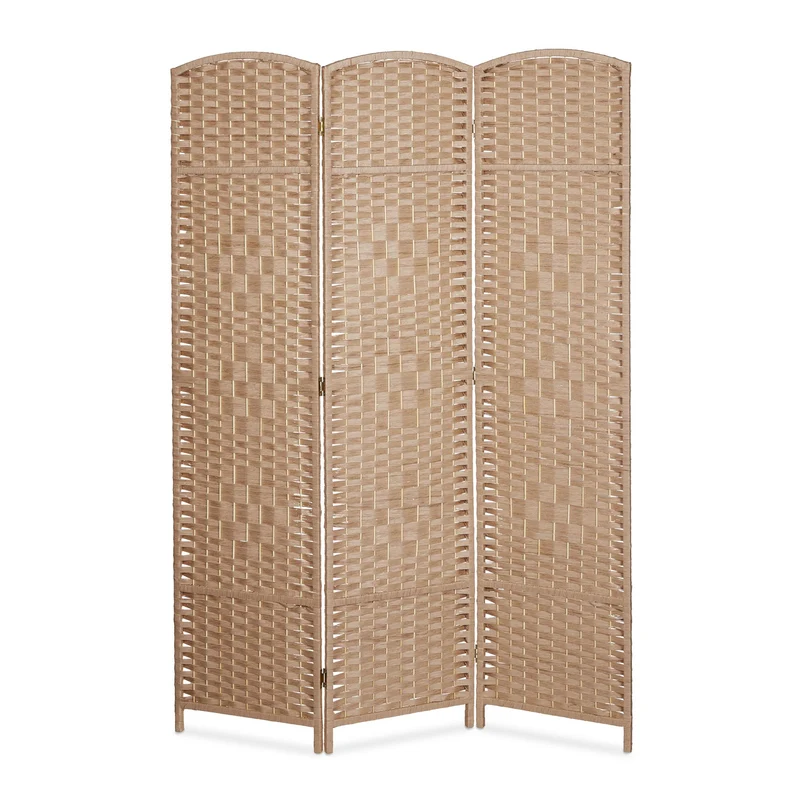 Paravent mobile pliable 3 éléments séparateur salon chambre 150 x 180 cm en bois naturel 13_0011439