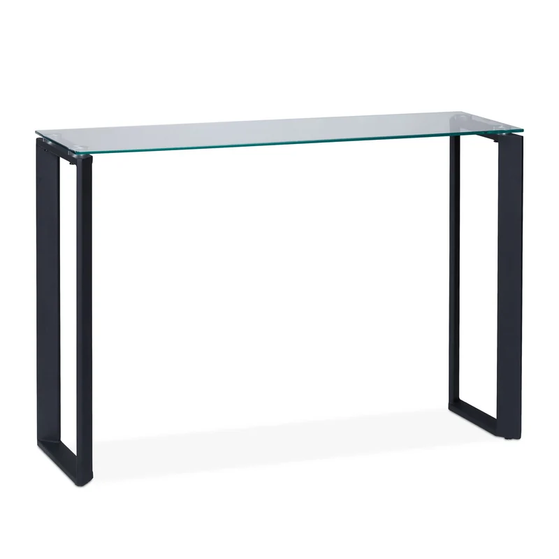 Table console étroite design élégant rangement lettres 90 x 30 x 80 cm en métal noir 13_0010628