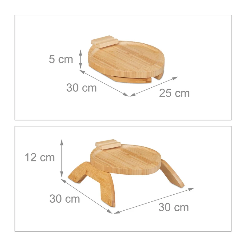Tablette pour accoudoir avec encoche pratique salon 40 x 30 x 5 cm en bambou naturel 13_0013134