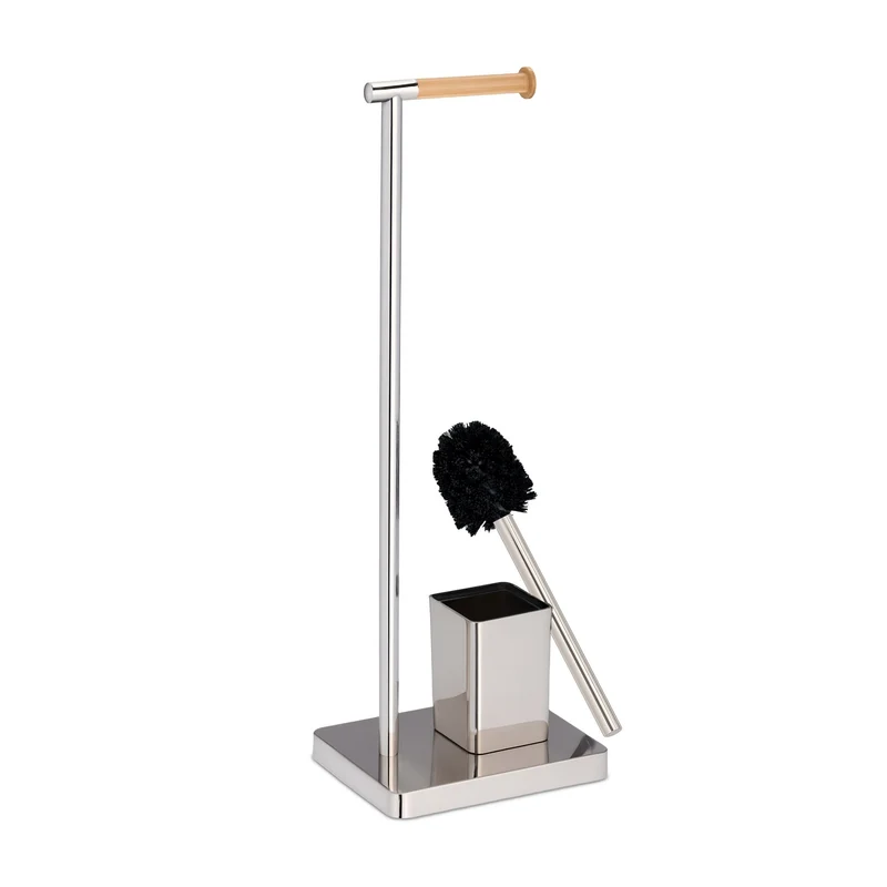 Serviteur WC à poser hygiénique 66,5 x 23 x 18 cm design moderne en acier inoxydable argenté 13_0015463