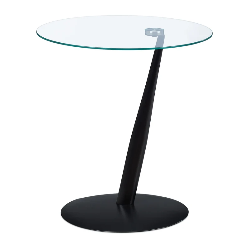 Table d’appoint ronde moderne bureau 50 x 50 x 45 cm pratique sociable en verre transparent 13_0010875